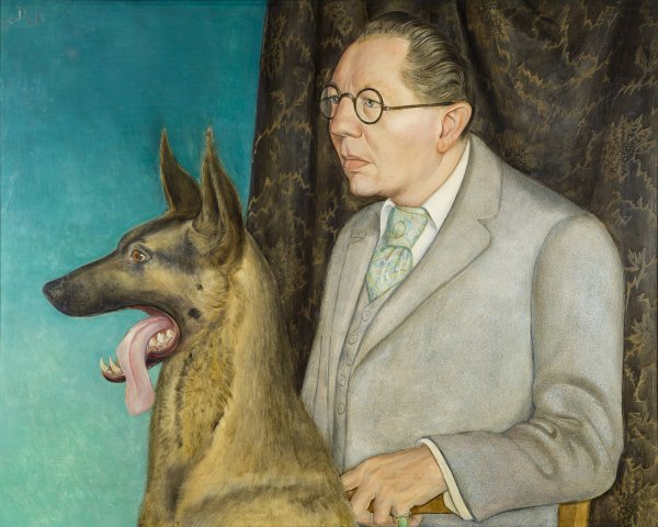 Hugo Erfurth con perro. Otto Dix Miniatura