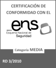 Certificación de Conformidad con el Esquema Nacional de Seguridad. Categoría Media. RD 3/2010